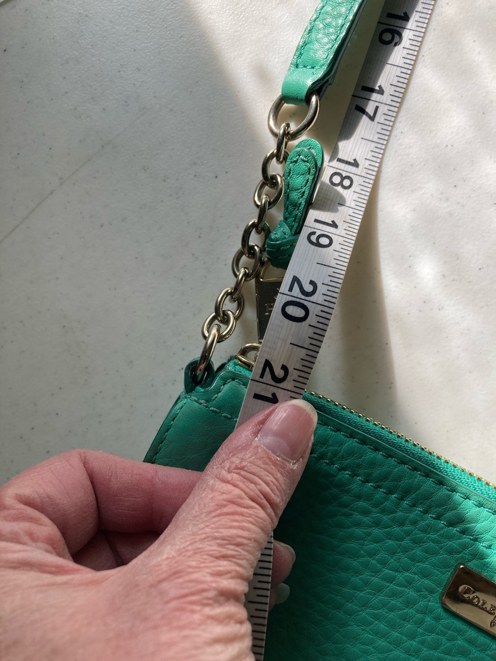 Cole Haan Teal Pebbled Leather Crossbody with Gold-Tone Hardware - Picture 9 of 9